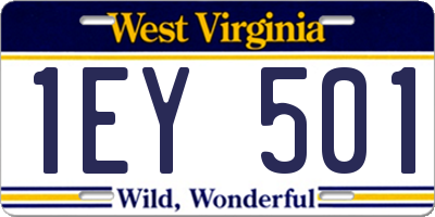 WV license plate 1EY501