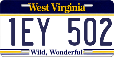 WV license plate 1EY502