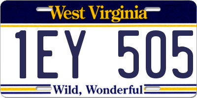 WV license plate 1EY505