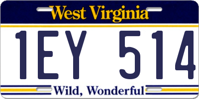 WV license plate 1EY514