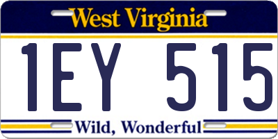 WV license plate 1EY515