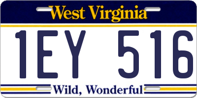WV license plate 1EY516
