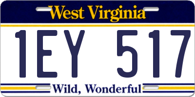 WV license plate 1EY517