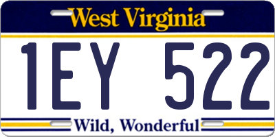 WV license plate 1EY522