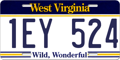 WV license plate 1EY524