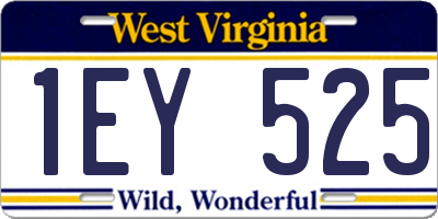 WV license plate 1EY525