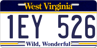 WV license plate 1EY526