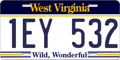 WV license plate 1EY532