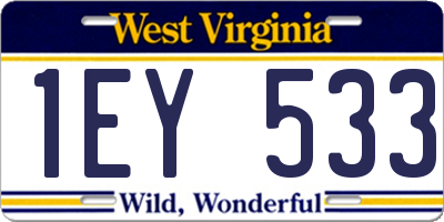 WV license plate 1EY533
