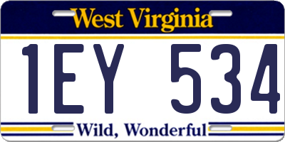 WV license plate 1EY534