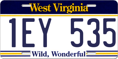 WV license plate 1EY535