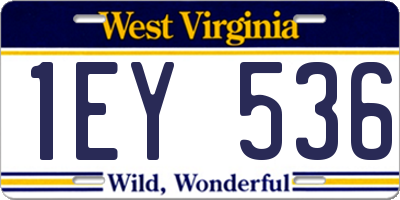 WV license plate 1EY536