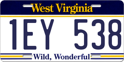 WV license plate 1EY538