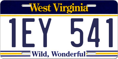 WV license plate 1EY541