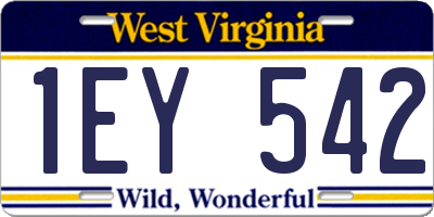 WV license plate 1EY542