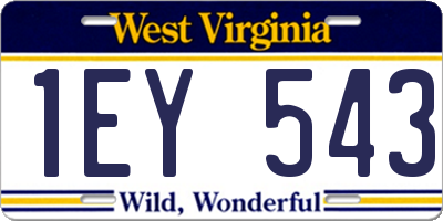 WV license plate 1EY543