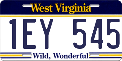 WV license plate 1EY545