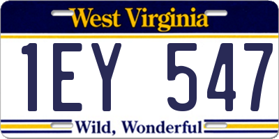 WV license plate 1EY547