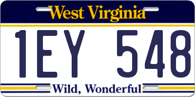 WV license plate 1EY548