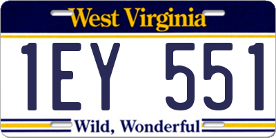 WV license plate 1EY551
