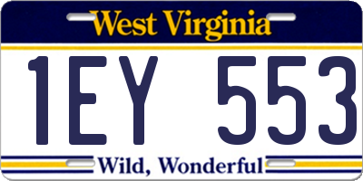 WV license plate 1EY553