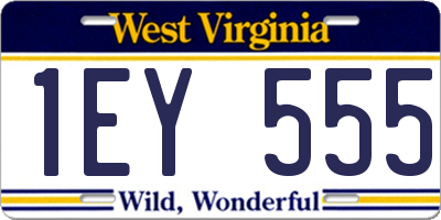 WV license plate 1EY555