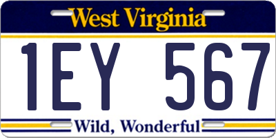 WV license plate 1EY567