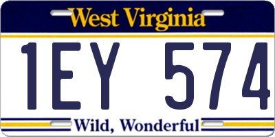 WV license plate 1EY574