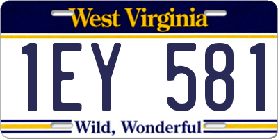 WV license plate 1EY581