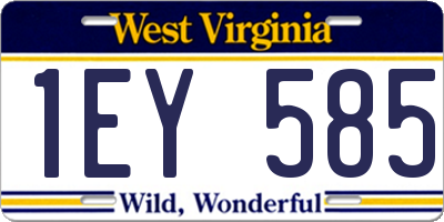 WV license plate 1EY585