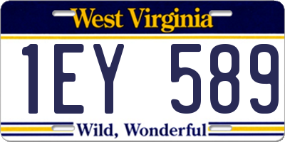 WV license plate 1EY589