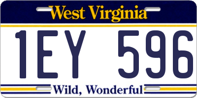 WV license plate 1EY596