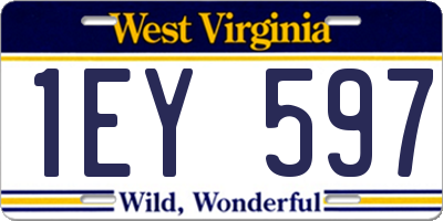 WV license plate 1EY597