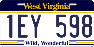WV license plate 1EY598