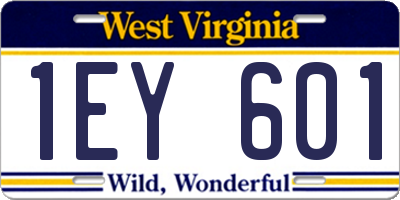 WV license plate 1EY601