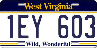 WV license plate 1EY603