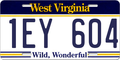WV license plate 1EY604