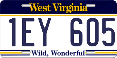 WV license plate 1EY605