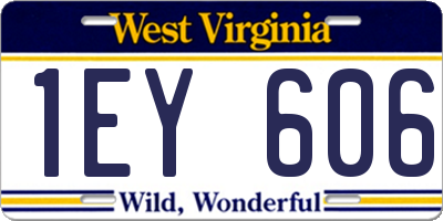WV license plate 1EY606
