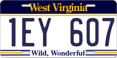 WV license plate 1EY607