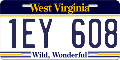 WV license plate 1EY608