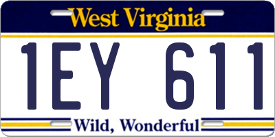 WV license plate 1EY611