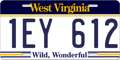 WV license plate 1EY612