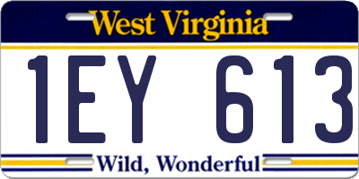 WV license plate 1EY613