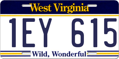 WV license plate 1EY615