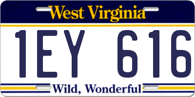 WV license plate 1EY616