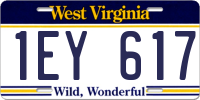 WV license plate 1EY617