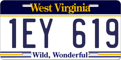 WV license plate 1EY619