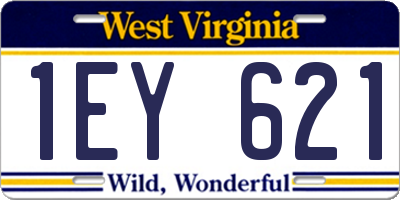 WV license plate 1EY621