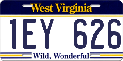 WV license plate 1EY626